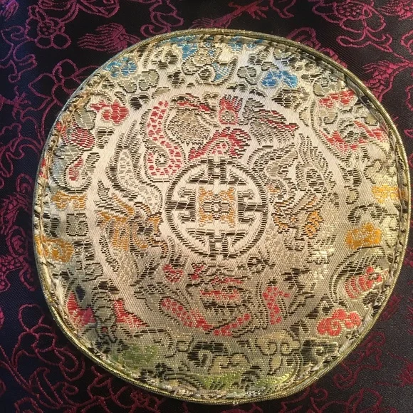 Oriental Asian Flair Unique Evening handbag Bag multi colored satin - Picture 8 of 12